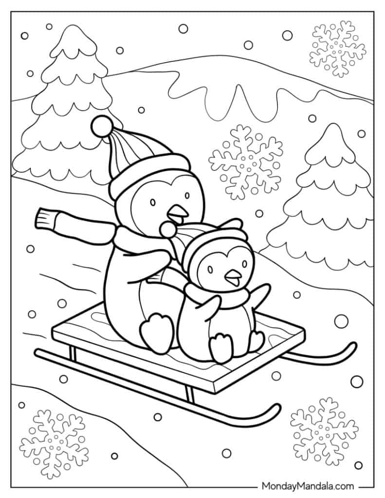 60 winter coloring pages (free pdf printables)